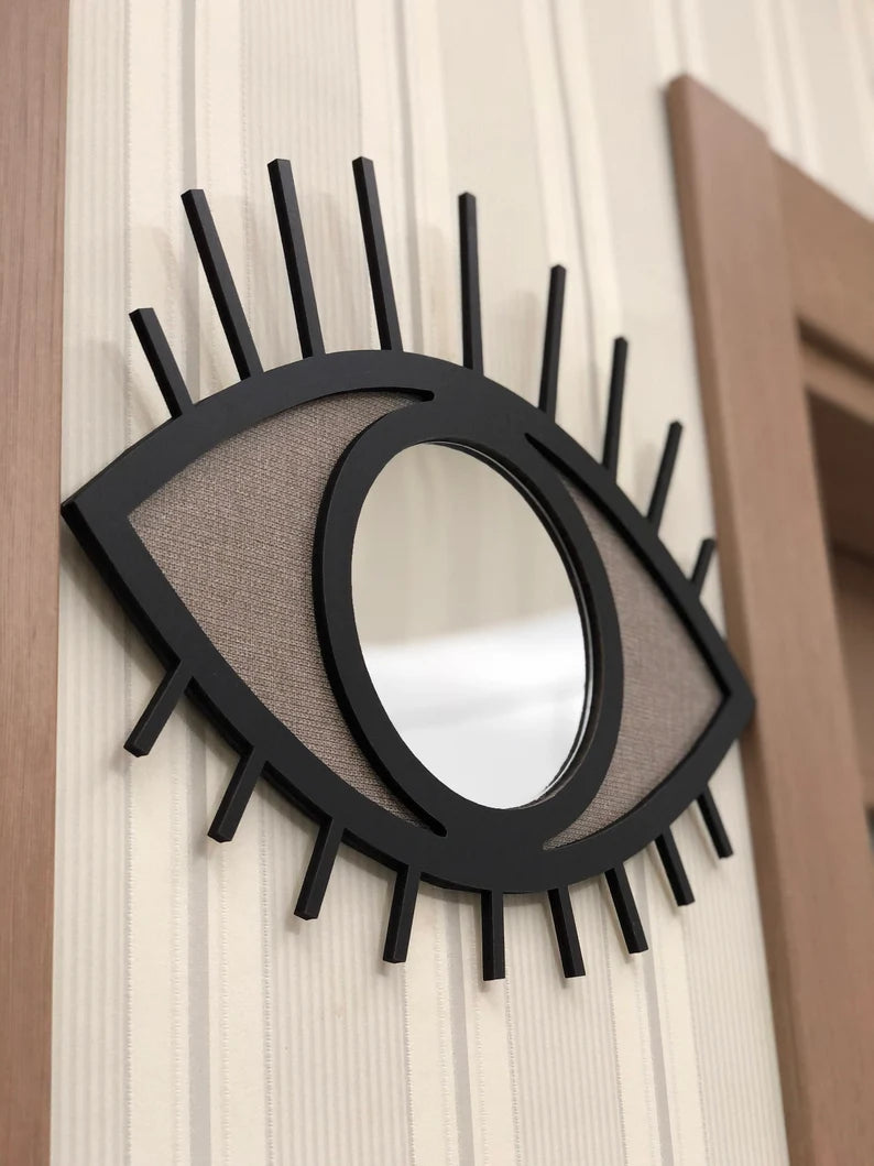 **Geometric Evil Eye Wall Art – Mirror-Like Plexiglass Boho Third Eye Decor | All-Seeing Wooden Wall Hanging**