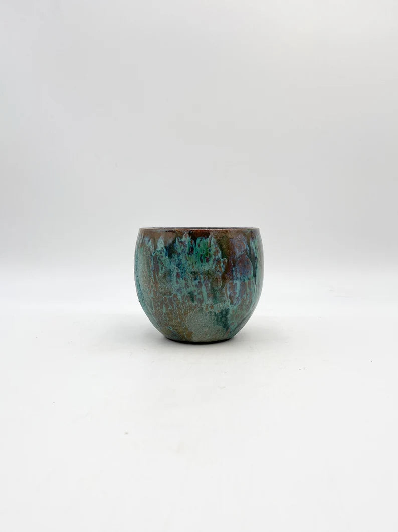 Loren ceramic Plant pot, hand made, glazed, blue turquoise ceramic plant pot, D28cm, D17cm,