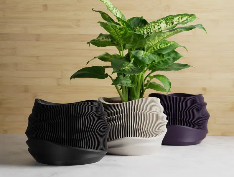 Kura-Pot Curvy | Minimalistic & Elegant Indoor Planter Pot | With Hidden Drainage Windows | Great Gift for Plant Lover!