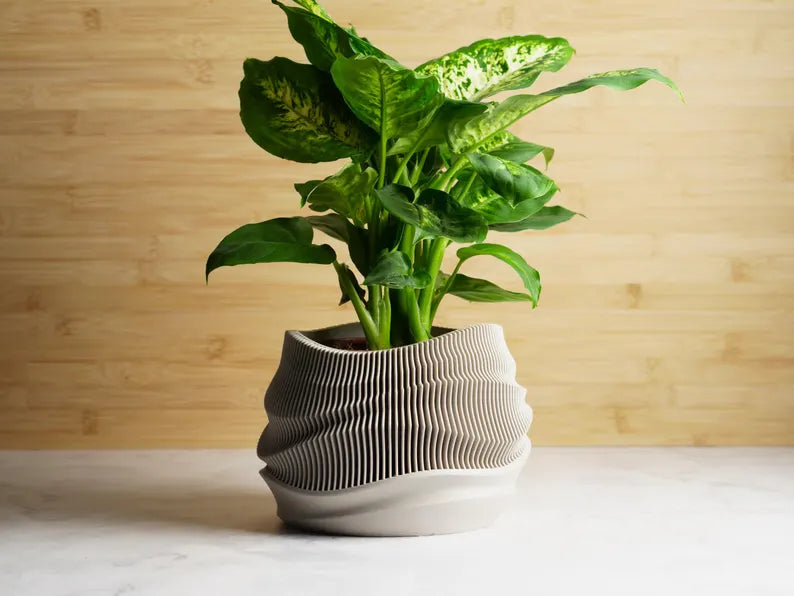 Kura-Pot Curvy | Minimalistic & Elegant Indoor Planter Pot | With Hidden Drainage Windows | Great Gift for Plant Lover!