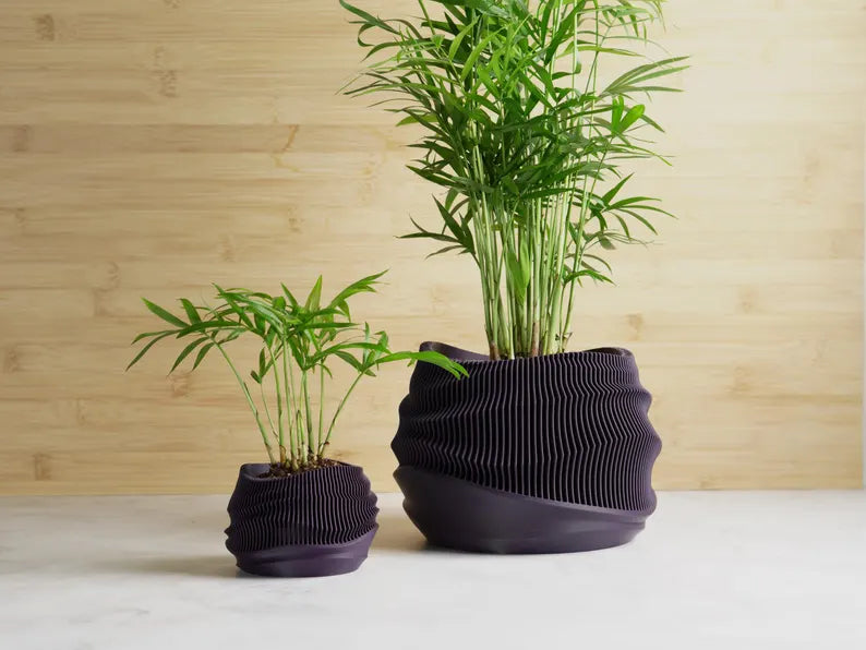 Kura-Pot Curvy | Minimalistic & Elegant Indoor Planter Pot | With Hidden Drainage Windows | Great Gift for Plant Lover!