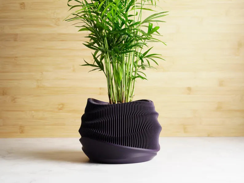 Kura-Pot Curvy | Minimalistic & Elegant Indoor Planter Pot | With Hidden Drainage Windows | Great Gift for Plant Lover!