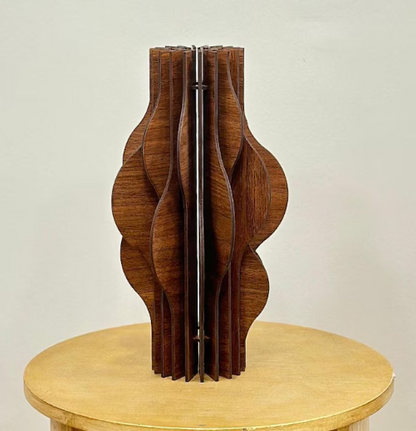 Geometric Nordic Style Wooden Vase | Parametric Decor, Abstract Parabolic Art, Wedding Gift, Housewarming Gift