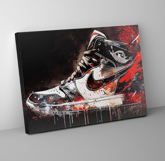 Nike Jordan Canvas Art in Graffiti Style- Modern Graffiti Colour Splash Artwork, Street art, Canvas Wall Art - Giclee Canvas Art #25