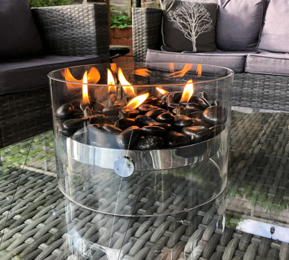 Large Outdoor/Indoor Glass Table Fire Pit – Stylish Garden Centerpiece with Built-In Fireplace