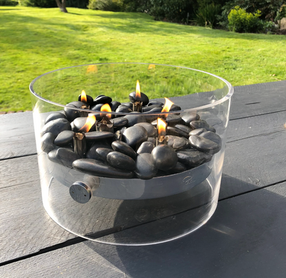 Large Outdoor/Indoor Glass Table Fire Pit – Stylish Garden Centerpiece with Built-In Fireplace
