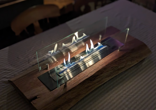 Solid wood tabletop fire pit