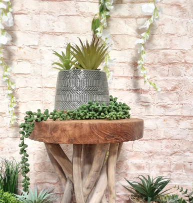 Twisted Root Teak Stool / Side Table / Plant Stand Bohemian Sustainable Natural