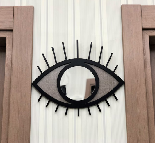 **Geometric Evil Eye Wall Art – Mirror-Like Plexiglass Boho Third Eye Decor | All-Seeing Wooden Wall Hanging**