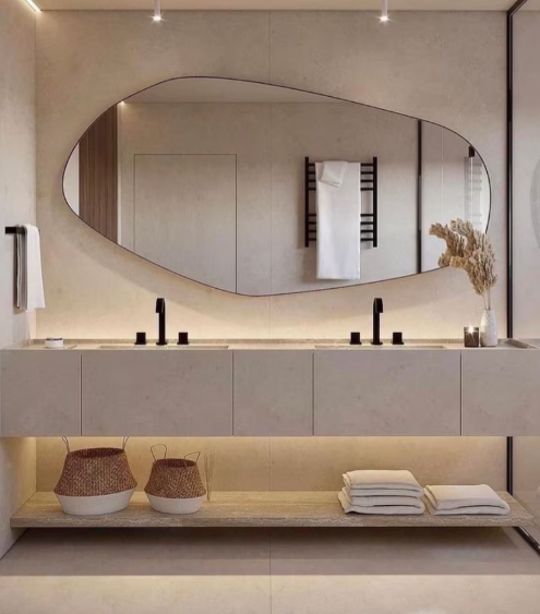 **Biga Asymmetrical Wall Mirror – Irregular Custom Design for Modern Home & Bathroom Decor**