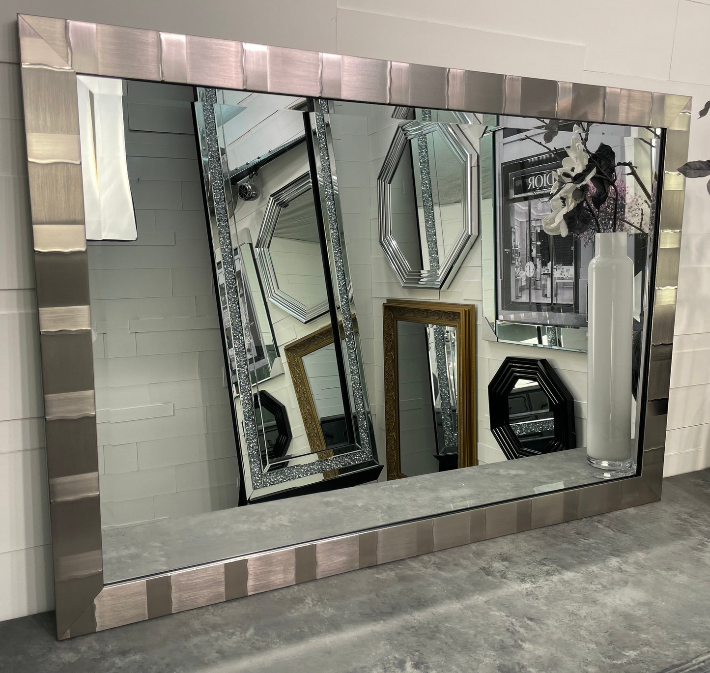 **Silver Pewter Gunmetal Large Framed Mirror – Multiple Sizes Available | Stunning Decorative Mirrors**