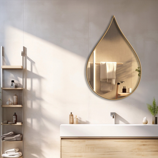 **Wooden Raindrop Wall Mirror – Modern & Unique Stylish Home Decoration Accessory**