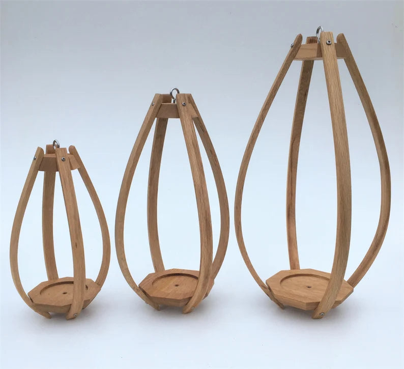 Steam Bent Oak Hanging Planter - Ceiling Mounte