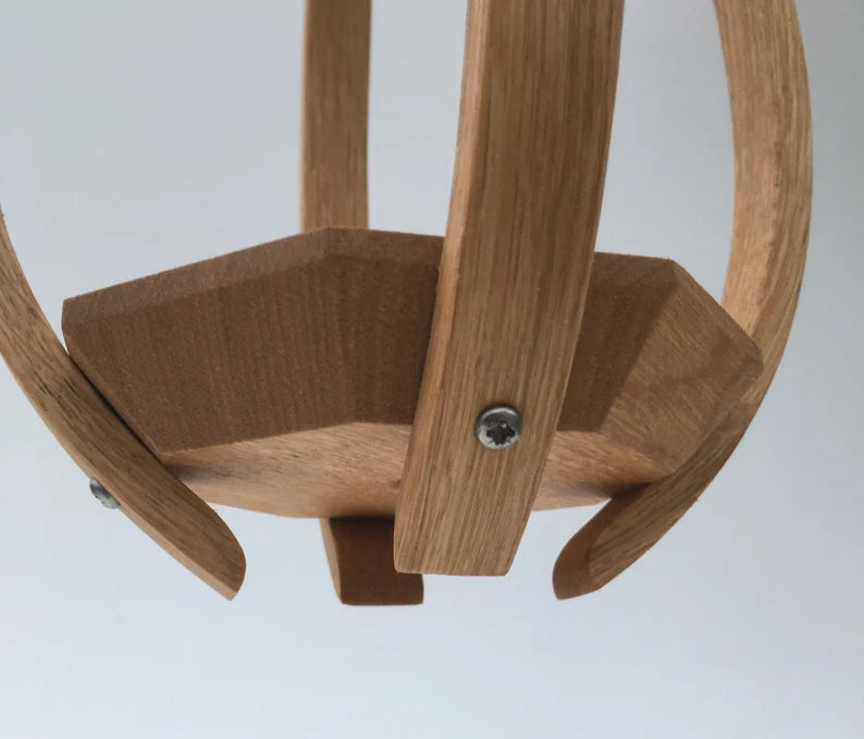 Steam Bent Oak Hanging Planter - Ceiling Mounte