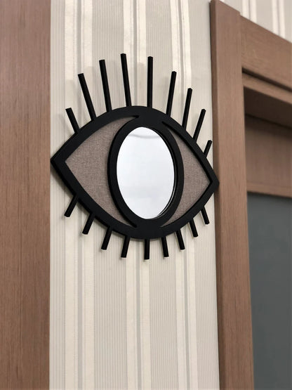 **Geometric Evil Eye Wall Art – Mirror-Like Plexiglass Boho Third Eye Decor | All-Seeing Wooden Wall Hanging**