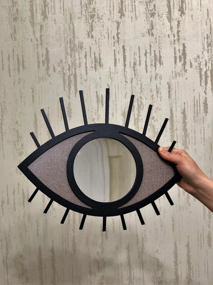 **Geometric Evil Eye Wall Art – Mirror-Like Plexiglass Boho Third Eye Decor | All-Seeing Wooden Wall Hanging**
