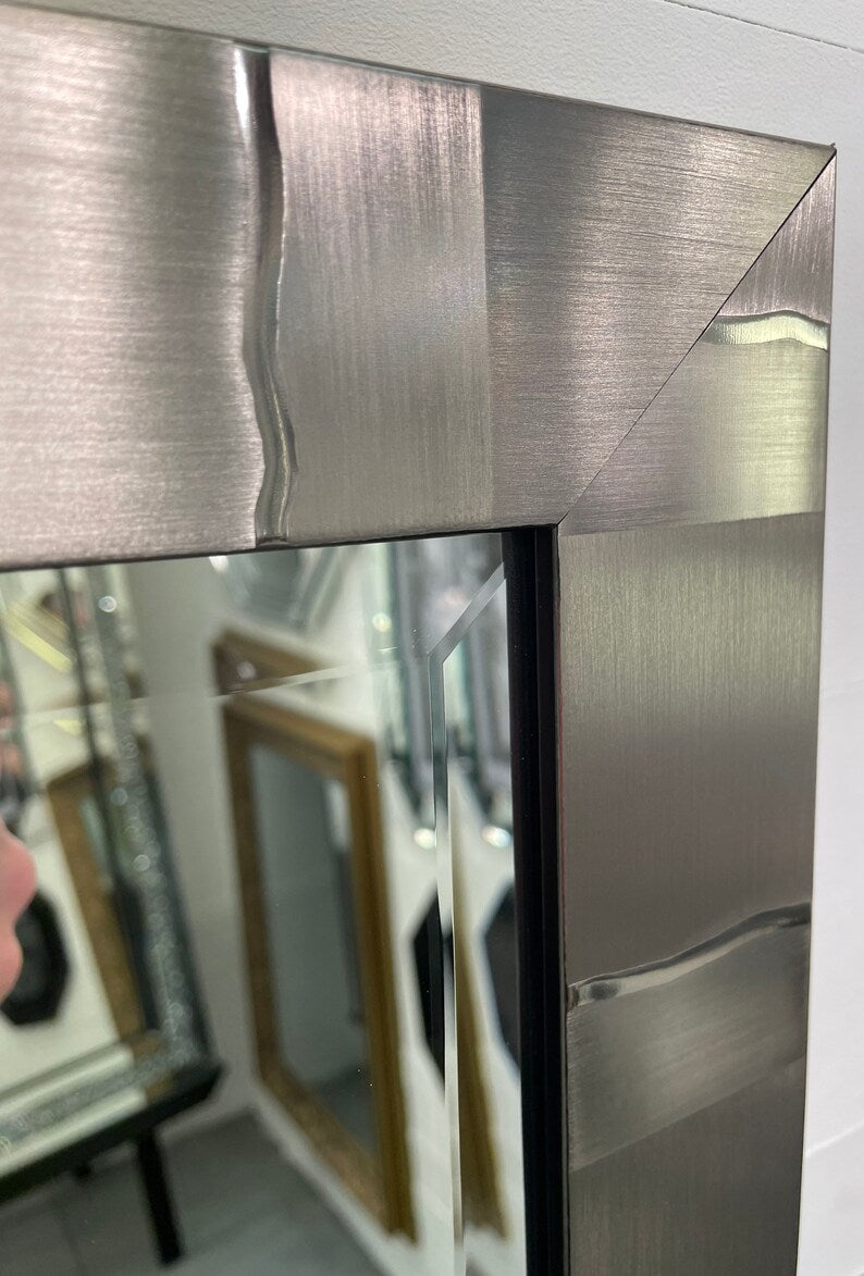 **Silver Pewter Gunmetal Large Framed Mirror – Multiple Sizes Available | Stunning Decorative Mirrors**