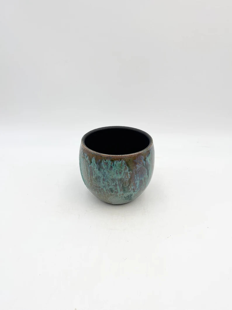 Loren ceramic Plant pot, hand made, glazed, blue turquoise ceramic plant pot, D28cm, D17cm,