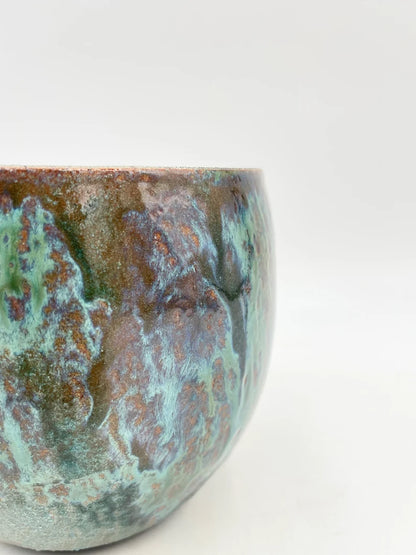 Loren ceramic Plant pot, hand made, glazed, blue turquoise ceramic plant pot, D28cm, D17cm,