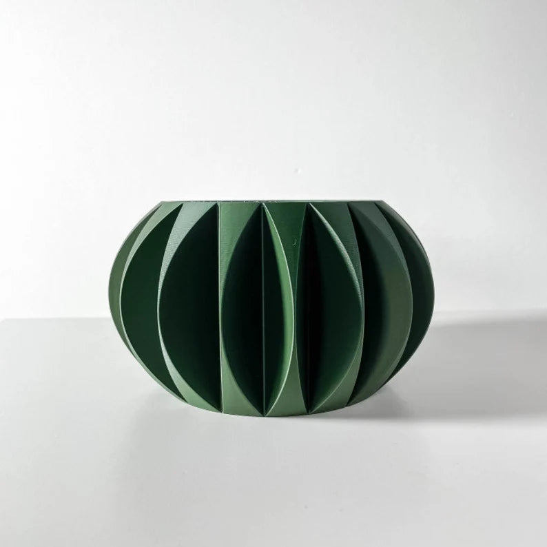 The Keri Green Plant Pot with Drainage and stand : Unique Home Decor, planter , 3D printed, gift
