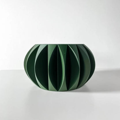 The Keri Green Plant Pot with Drainage and stand : Unique Home Decor, planter , 3D printed, gift