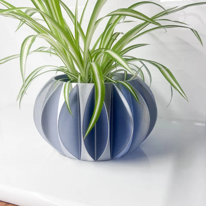 The Keri Green Plant Pot with Drainage and stand : Unique Home Decor, planter , 3D printed, gift