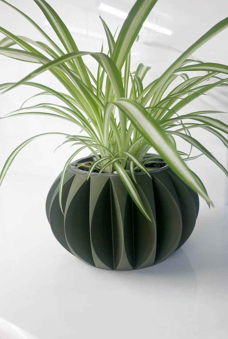 The Keri Green Plant Pot with Drainage and stand : Unique Home Decor, planter , 3D printed, gift