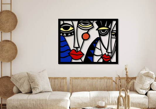 **Pablo Picasso Wall Art – Colorful Cubism Faces Metal Decor | Abstract & Modern Large Wall Art**
