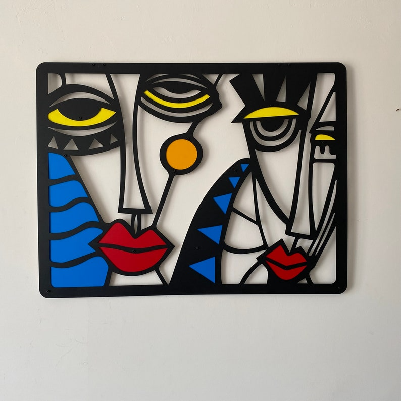 **Pablo Picasso Wall Art – Colorful Cubism Faces Metal Decor | Abstract & Modern Large Wall Art**