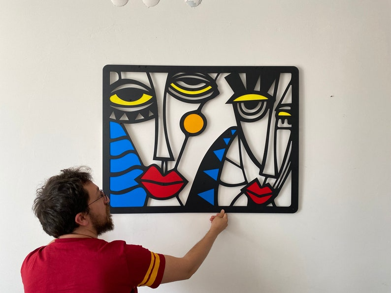 **Pablo Picasso Wall Art – Colorful Cubism Faces Metal Decor | Abstract & Modern Large Wall Art**