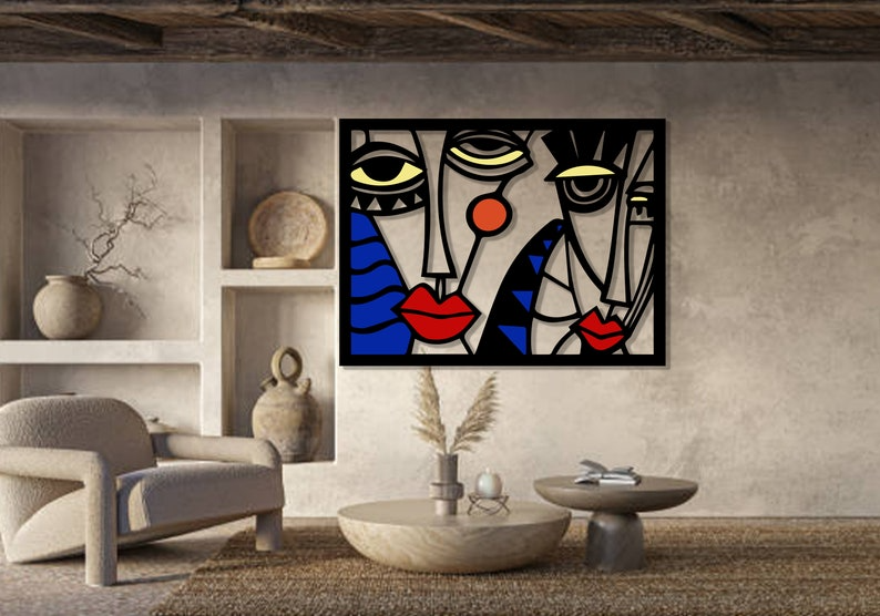 **Pablo Picasso Wall Art – Colorful Cubism Faces Metal Decor | Abstract & Modern Large Wall Art**