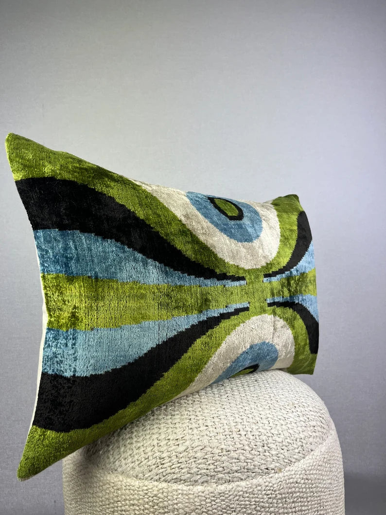 velvet ikat cushion | velvet pillow | ikat pillow | ikat cushion
