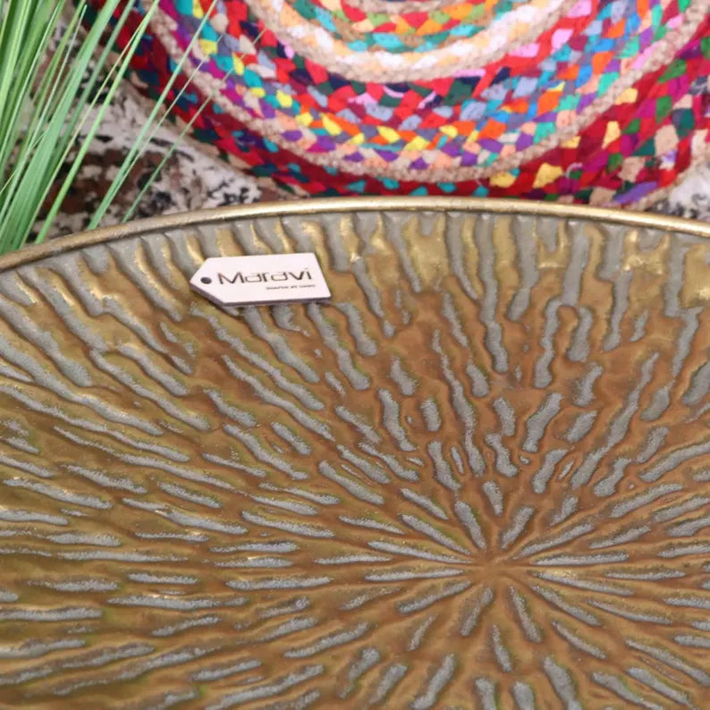 Coorg Retro Antiqued Metal Round Gold Side Table