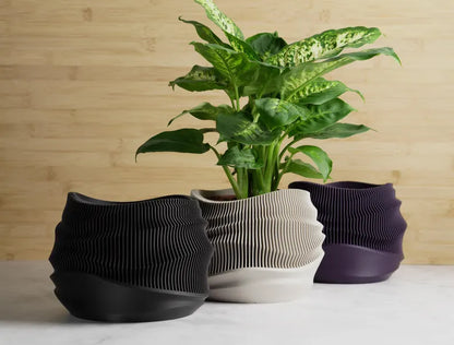 Kura-Pot Curvy | Minimalistic & Elegant Indoor Planter Pot | With Hidden Drainage Windows | Great Gift for Plant Lover!