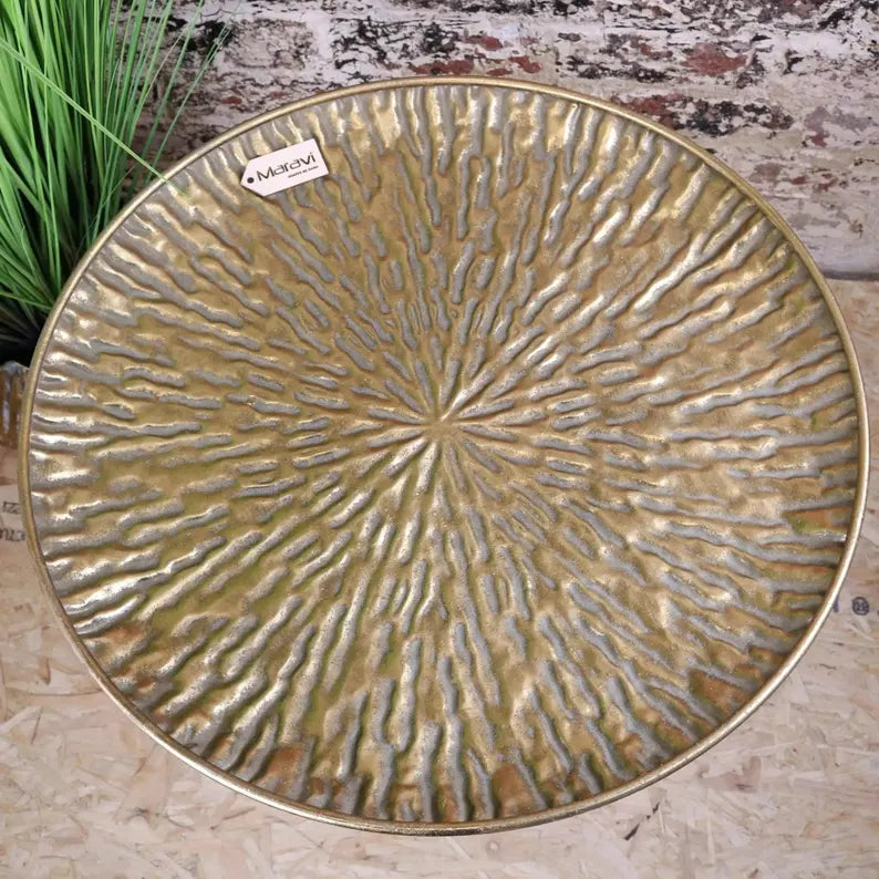 Coorg Retro Antiqued Metal Round Gold Side Table