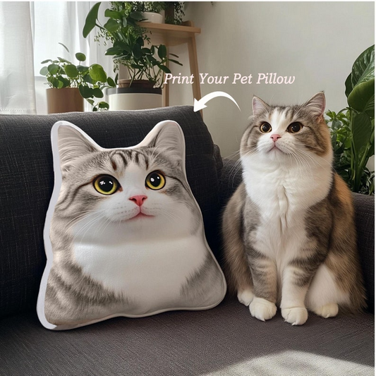 **Personalized Pet Shaped Pillow – 3D Photo Pillow | Custom Pet Portrait | Cat Lover Gift | Pet Memorial Keepsake**