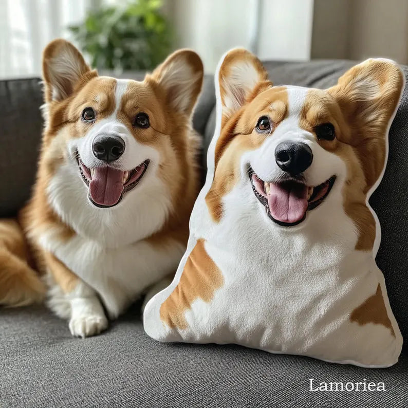 **Personalized Pet Shaped Pillow – 3D Photo Pillow | Custom Pet Portrait | Cat Lover Gift | Pet Memorial Keepsake**