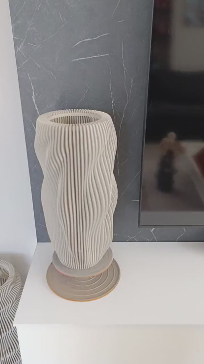 Geometric Nordic Style Wooden Vase | Parametric Decor, Abstract Parabolic Art, Wedding Gift, Housewarming Gift